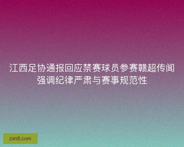江西足协通报回应禁赛球员参赛赣超传闻强调纪律严肃与赛事规范性