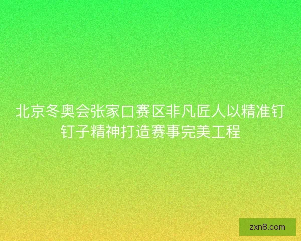 北京冬奥会张家口赛区非凡匠人以精准钉钉子精神打造赛事完美工程